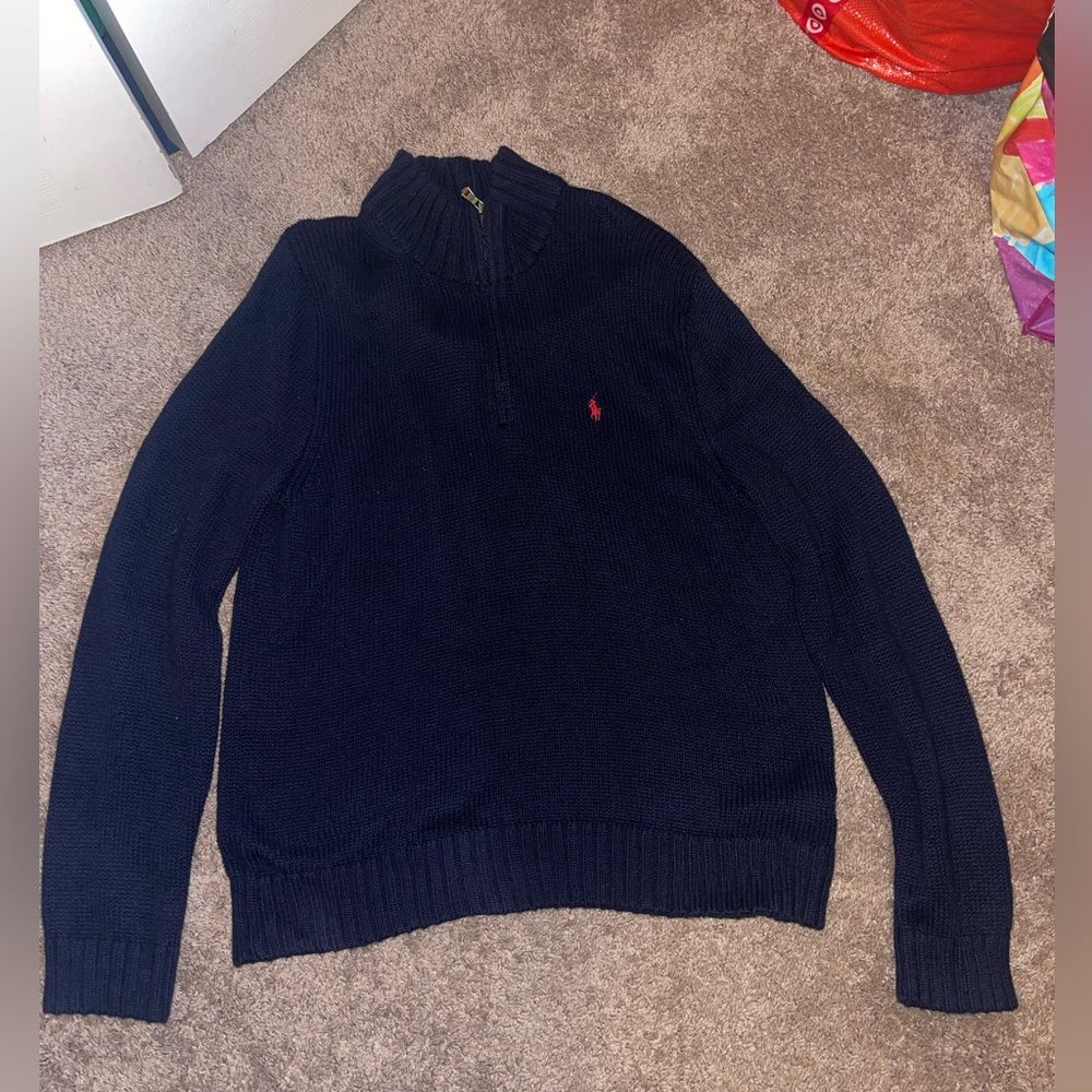 Ralph Lauren Men's Dark Blue Zip-Up Sweater